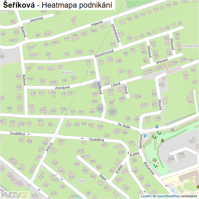 Mapa Šeříková - Firmy v ulici.