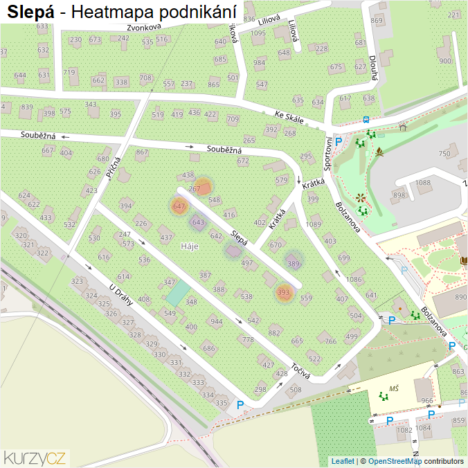 Mapa Slepá - Firmy v ulici.