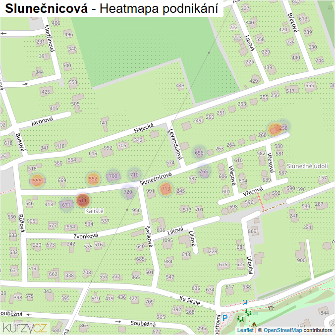 Mapa Slunečnicová - Firmy v ulici.