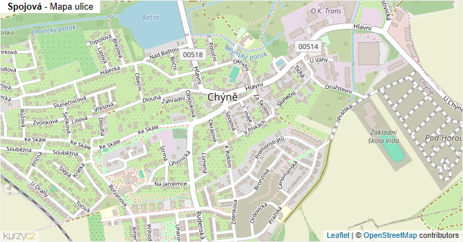 Spojová - mapa ulice