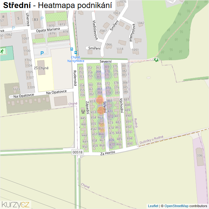 Mapa Střední - Firmy v ulici.