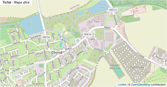 Tichá - mapa ulice