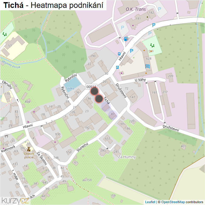 Mapa Tichá - Firmy v ulici.