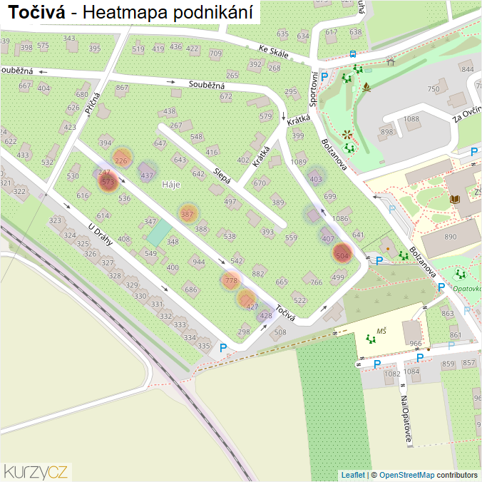 Mapa Točivá - Firmy v ulici.