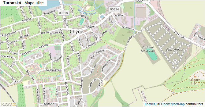 Turonská - mapa ulice