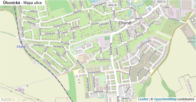 Úhonická - mapa ulice