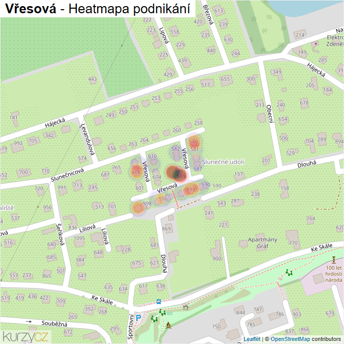 Mapa Vřesová - Firmy v ulici.