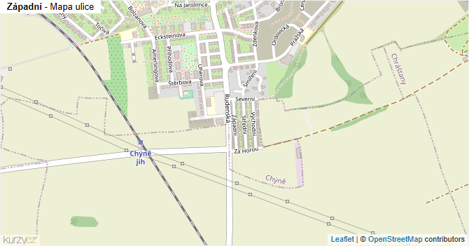 Západní - mapa ulice