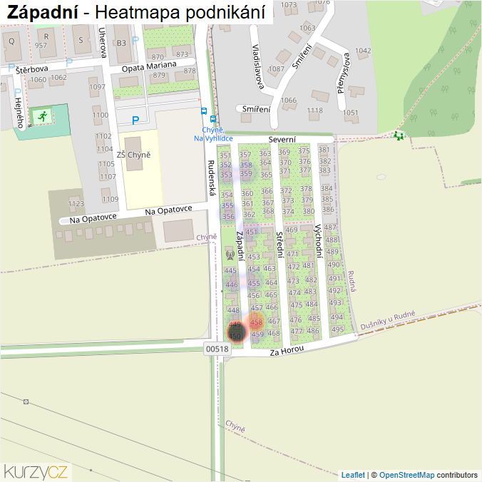 Mapa Západní - Firmy v ulici.