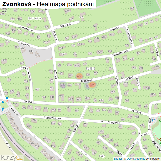 Mapa Zvonková - Firmy v ulici.