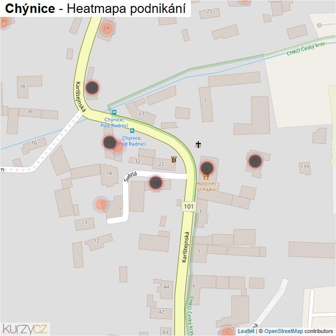 Mapa Chýnice - Firmy v obci.
