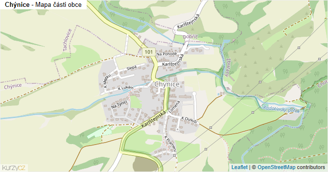Chýnice - mapa části obce