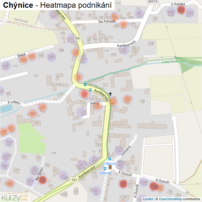 Mapa Chýnice - Firmy v části obce.
