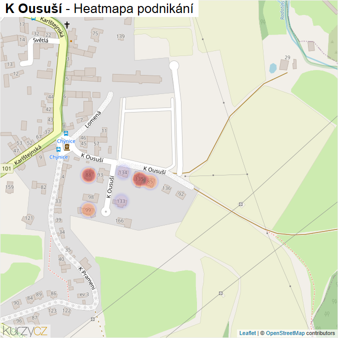 Mapa K Ousuší - Firmy v ulici.