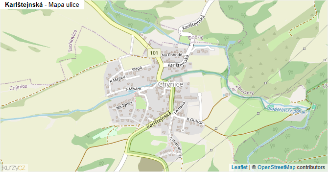 Karlštejnská - mapa ulice
