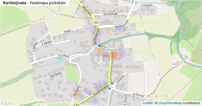 Karlštejnská - mapa podnikání