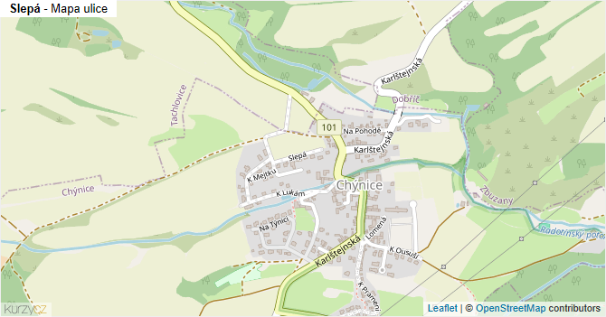 Slepá - mapa ulice