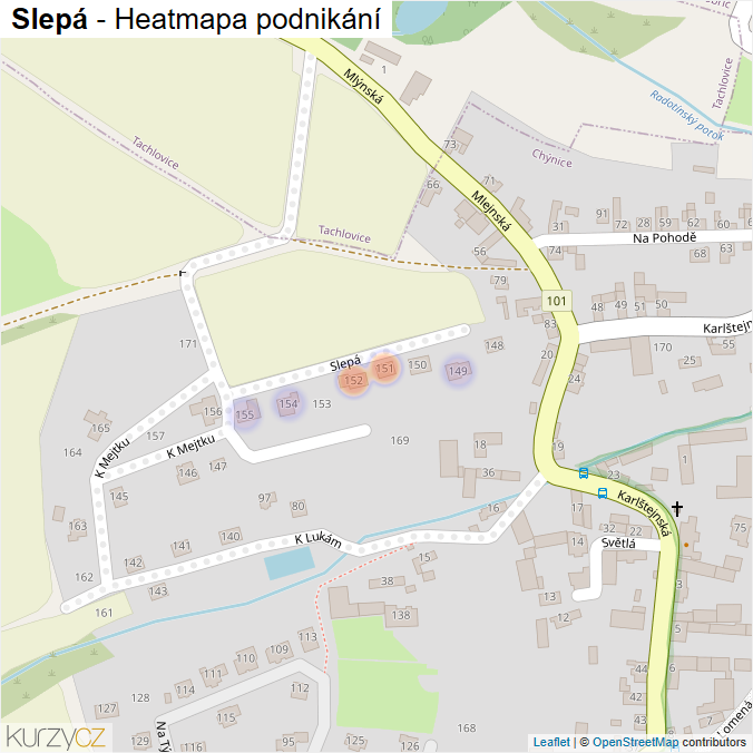 Mapa Slepá - Firmy v ulici.