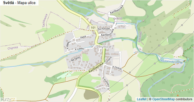 Světlá - mapa ulice