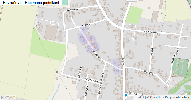 Bezručova - mapa podnikání