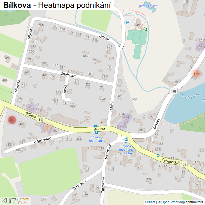 Mapa Bílkova - Firmy v ulici.