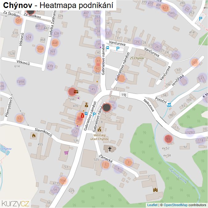 Mapa Chýnov - Firmy v části obce.