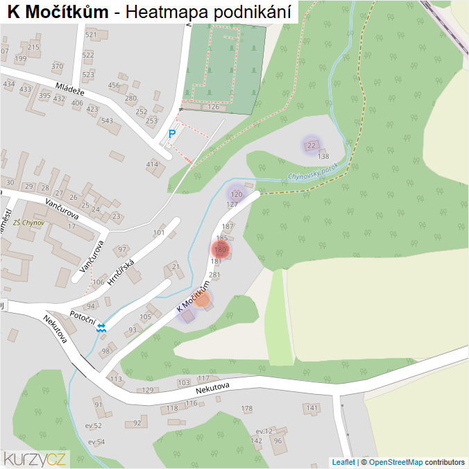 Mapa K Močítkům - Firmy v ulici.