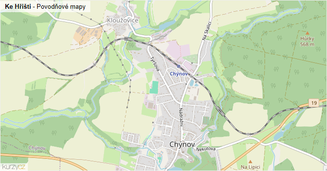 Ke Hřišti - záplavové mapy stoleté vody