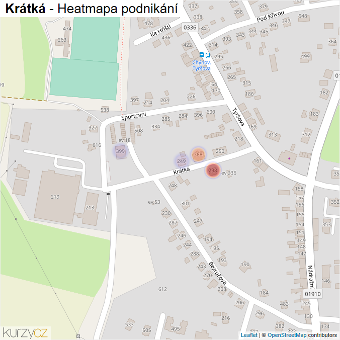 Mapa Krátká - Firmy v ulici.