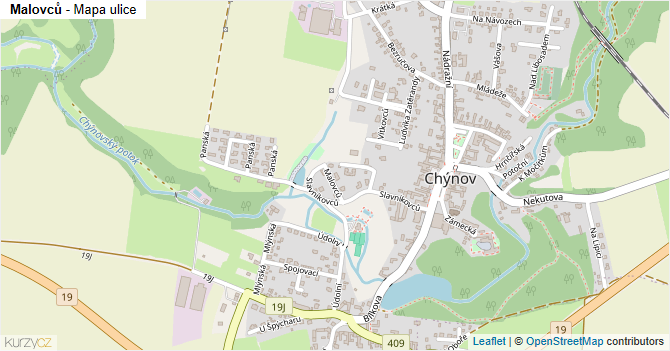 Malovců - mapa ulice