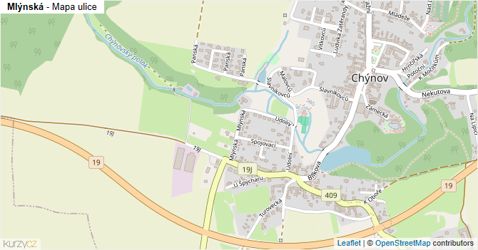 Mlýnská - mapa ulice
