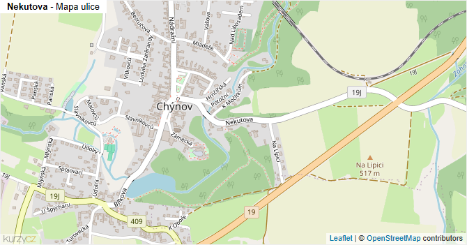 Nekutova - mapa ulice
