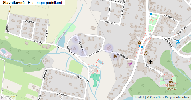 Slavníkovců - mapa podnikání