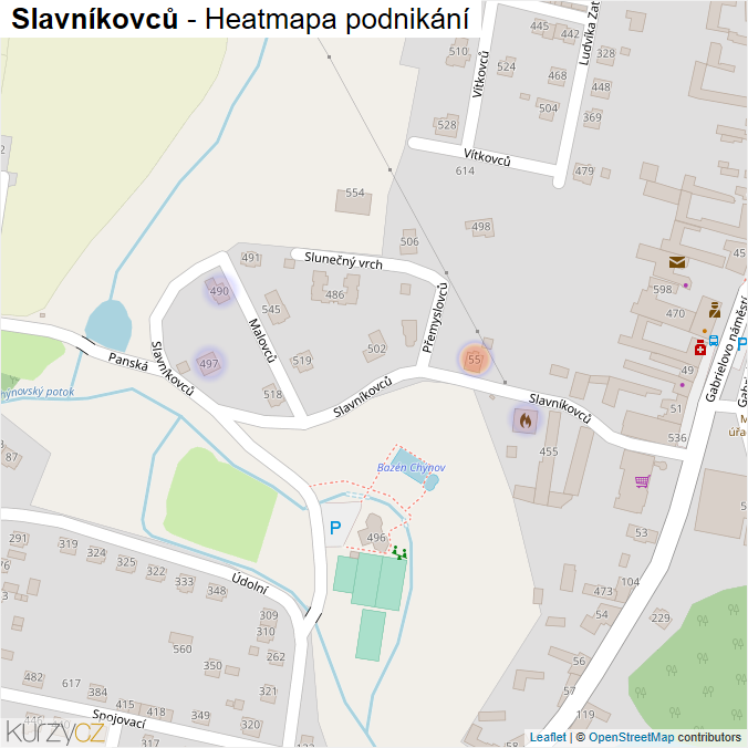 Mapa Slavníkovců - Firmy v ulici.