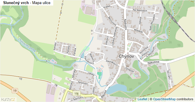 Slunečný vrch - mapa ulice