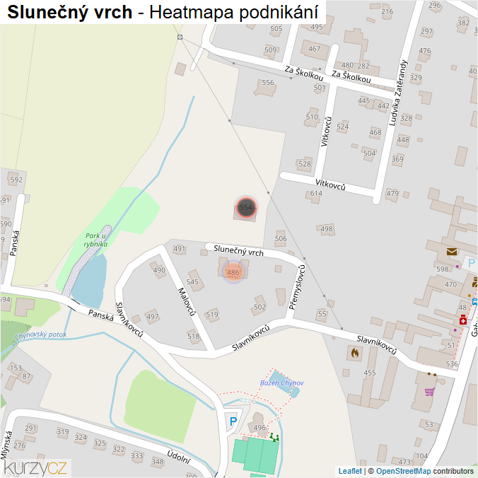 Mapa Slunečný vrch - Firmy v ulici.