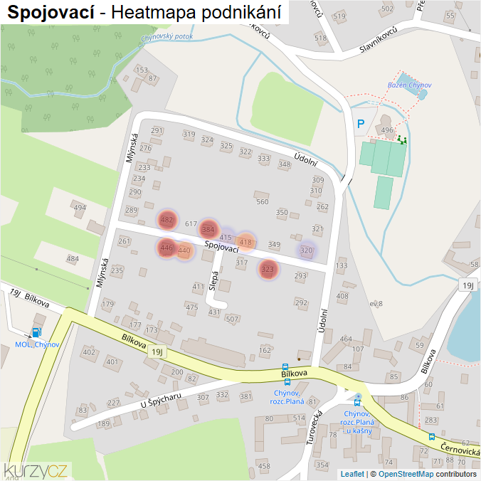 Mapa Spojovací - Firmy v ulici.
