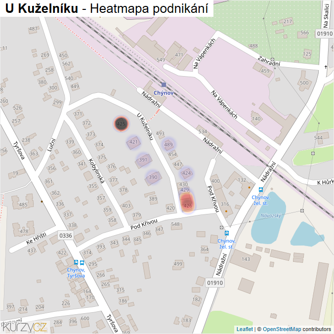 Mapa U Kuželníku - Firmy v ulici.