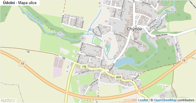 Údolní - mapa ulice
