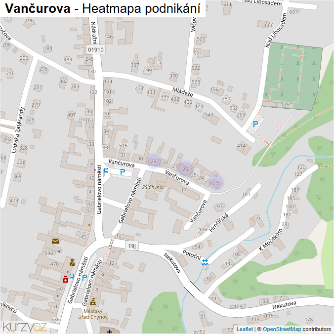 Mapa Vančurova - Firmy v ulici.