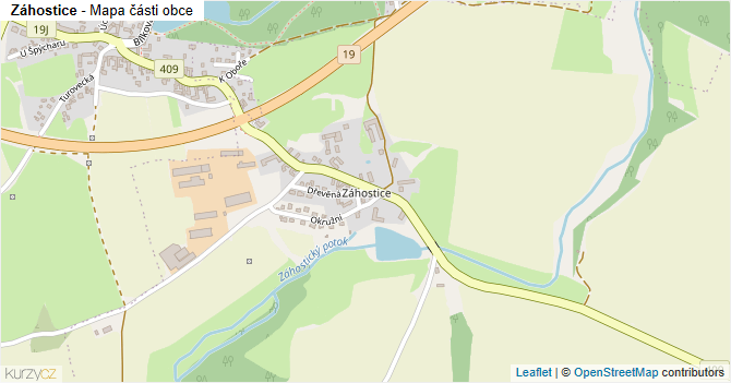 Záhostice - mapa části obce