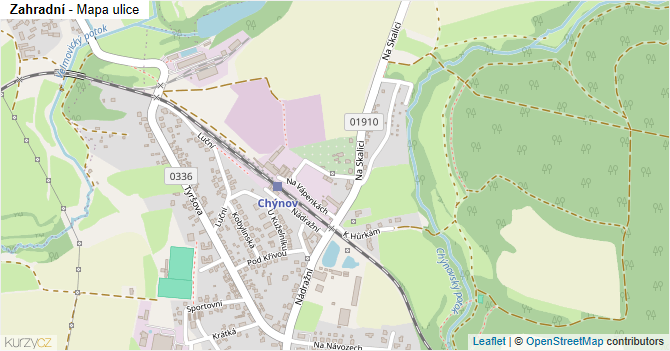 Zahradní - mapa ulice