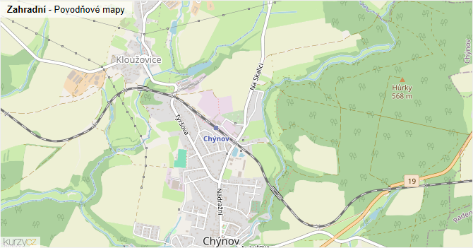 Zahradní - záplavové mapy stoleté vody