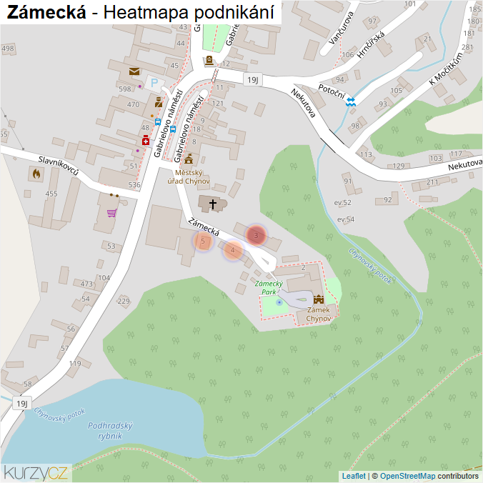 Mapa Zámecká - Firmy v ulici.