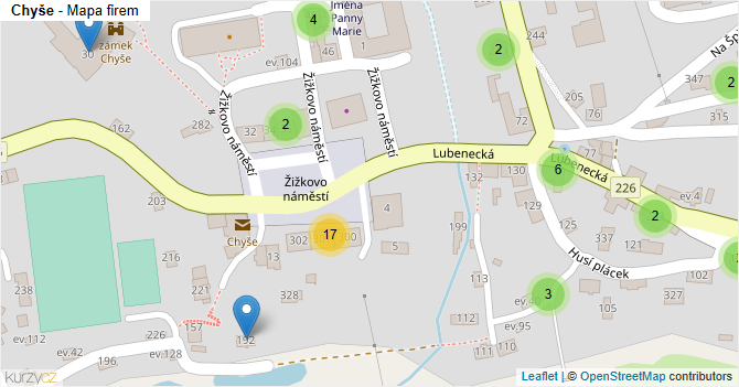 Chyše - mapa firem