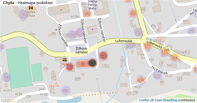 Chyše - mapa podnikání