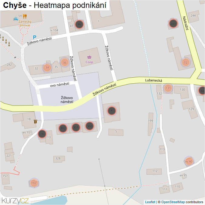 Mapa Chyše - Firmy v obci.