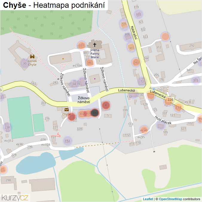 Mapa Chyše - Firmy v části obce.