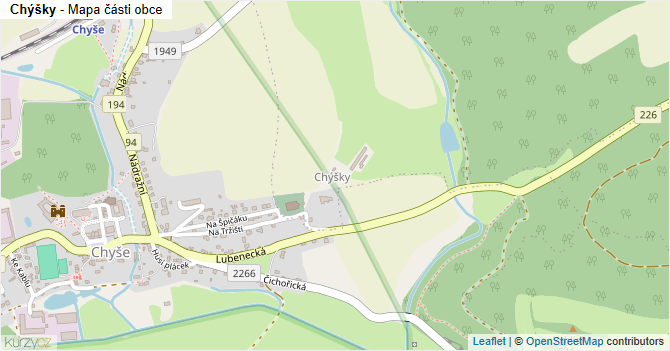 Chýšky - mapa části obce