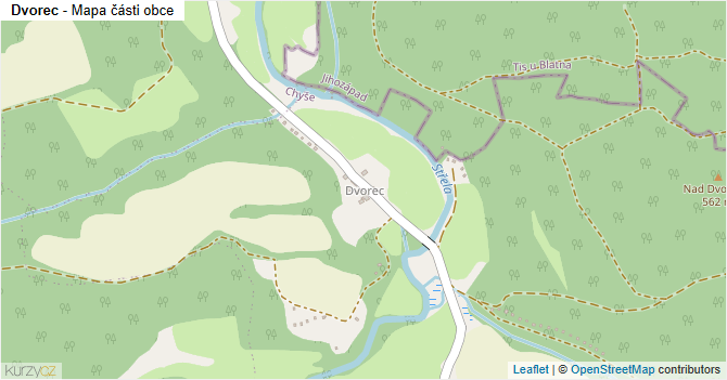 Dvorec - mapa části obce